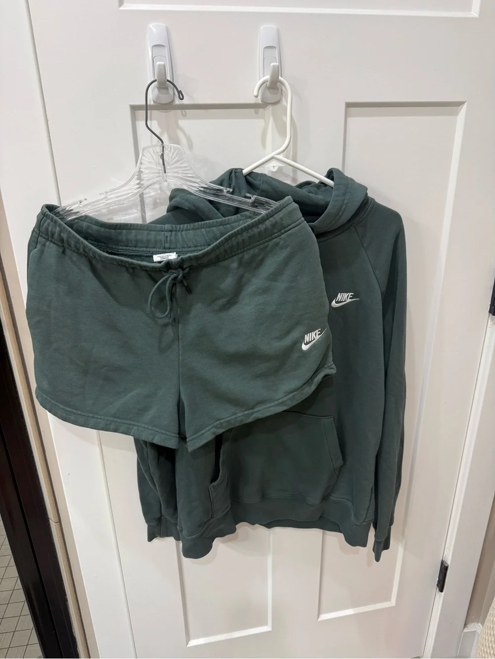 Nike Forest Green Hoodie and Shorts Set with White Swoosh